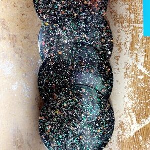 Glamorous Black Glitter Coasters